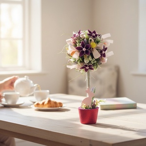 Tarka húsvétfa cseresznyevirágokkal és tojásokkal HUF02, Otthon & Életmód, Dekoráció, Asztal és polc dekoráció, Asztaldísz, Papírművészet, Virágkötés, MESKA