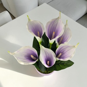 Lila fehér kálák kaspóban KAL631LI - otthon & életmód - virágdekoráció - virágdíszek - asztali virágdísz - Meska.hu