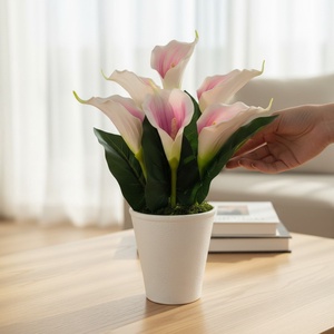 Mályva fehér kálák kaspóban KAL632MA - otthon & életmód - virágdekoráció - virágdíszek - virágdísz kaspóban - Meska.hu