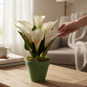 Fehér zöld cirmos kála kaspóban KAL633ZO - Meska.hu