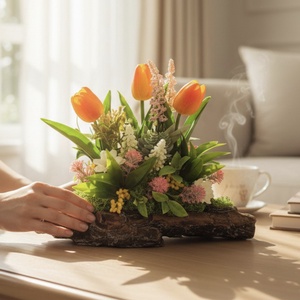 Tulipános asztaldísz faháncs alapon TUG328 - Meska.hu