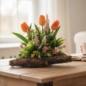 Tulipános asztaldísz faháncs alapon TUG328 - otthon & életmód - virágdekoráció - virágok - virágcsokor - Meska.hu