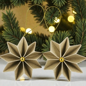 Beige arany csillag szett 9CS02001 - karácsony - karácsonyi lakásdekoráció - karácsonyfadíszek - Meska.hu