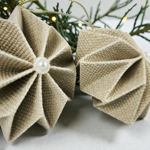 Csillogós beige csillag szett 9CS02008 - karácsony - karácsonyi lakásdekoráció - karácsonyfadíszek - Meska.hu