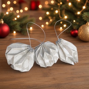 Szürke, ezüst mintás 6 db-os függődísz szett LNT06015 - karácsony - karácsonyi lakásdekoráció - karácsonyfadíszek - Meska.hu