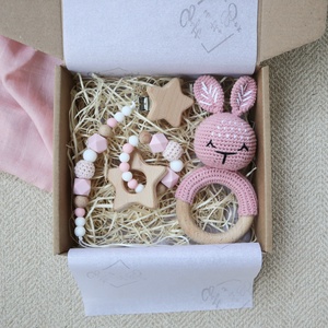 Pink Bunny Selection Box - Baba ajándékdoboz / Babaváró ajándék / Babalátogató ajándék - Meska.hu