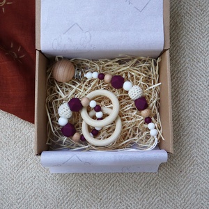 Burgundy Mini Box - Baba ajándékdoboz / Babaváró ajándék / Babalátogató ajándék - Meska.hu