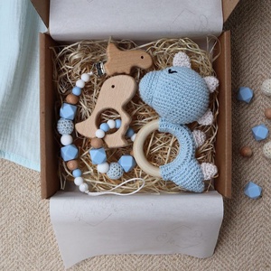 Blue Dino Selection Box - Baba ajándékdoboz / Babaváró ajándék / Babalátogató ajándék - Meska.hu
