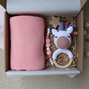 Pink Unicorn Box - Baba ajándékdoboz / Babaváró ajándék / Babalátogató ajándék, Játék & Sport, Babalátogató ajándékcsomag, , MESKA