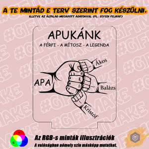 APUKÁNK A FÉRFI A MÍTOSZ A LEGENDA - 3D LED LÁMPA EGYEDI FELIRATTAL APÁKNAK - otthon & életmód - lámpa - hangulatlámpa - Meska.hu