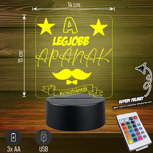A legjobb Apának Egyedi felirattal - 3D LED LÁMPA Apáknak - otthon & életmód - lámpa - hangulatlámpa - Meska.hu