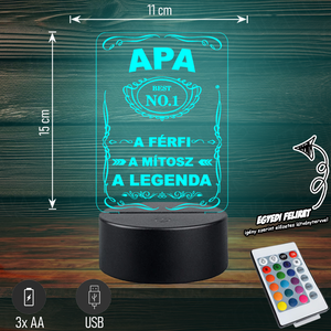 Apa A férfi A mítosz A legenda - 3D LED LÁMPA APÁKNAK - otthon & életmód - lámpa - hangulatlámpa - Meska.hu