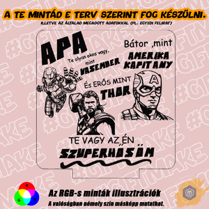 Az én Apukám SZUPERHŐS! - 3D LED Lámpa Apáknak - Akár egyedi felirattal - otthon & életmód - lámpa - hangulatlámpa - Meska.hu