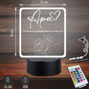 Puzzle mintás , idézetes 3D LED LÁMPA Apáknak - Egyedi felirattal, Otthon & Életmód, Lámpa, Hangulatlámpa, Gravírozás, pirográfia, MESKA