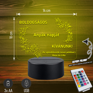 Boldogságos Anyák napját Kívánunk - 3D LED LÁMPA Anyák napjára - otthon & életmód - lámpa - hangulatlámpa - Meska.hu