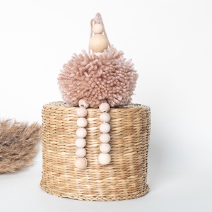 AJÁNDÉK SZETT - Fenyő fa polc festett gyöngyökkel, Pompom Ballerina, Szivárvány dísz, Gyerekszoba dekor, Babaszoba dekor - játék & sport - keresztelőajándékok - Meska.hu