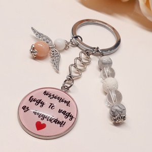 Legjobb Anya Üveglencsés kulcstartó angyalka és ásványfityegővel  - táska & tok - kulcstartó & táskadísz - kulcstartó - Meska.hu