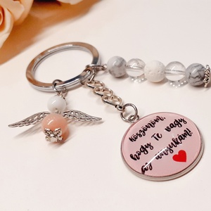 Legjobb Anya Üveglencsés kulcstartó angyalka és ásványfityegővel  - táska & tok - kulcstartó & táskadísz - kulcstartó - Meska.hu