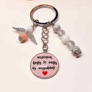 Legjobb Anya Üveglencsés kulcstartó angyalka és ásványfityegővel  - táska & tok - kulcstartó & táskadísz - kulcstartó - Meska.hu