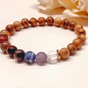 Férfi csakra ásvány karkötő szantálfával - ékszer - karkötő - gyöngyös karkötő - Meska.hu