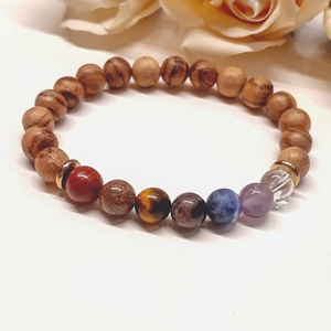 Férfi csakra ásvány karkötő szantálfával - ékszer - karkötő - gyöngyös karkötő - Meska.hu