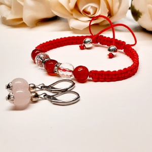 Szerelemvonzó szett karneollal, hegyikristállyal és madagaszkári rózsakvarccal - ékszer - ékszerszett - Meska.hu