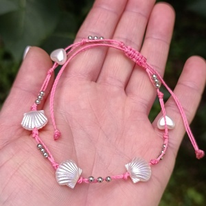 Pink állítható nyári  bokalánc, Ékszer, Lábdísz és Testékszer, Bokalánc, Csomózás, Ékszerkészítés, MESKA