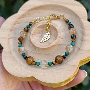 Bőség karkötő malachittal, citrinnel és tigrisszemmel - ékszer - karkötő - ásványkarkötő - Meska.hu