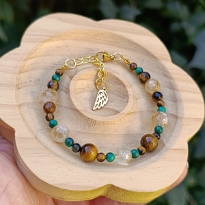 Bőség karkötő malachittal, citrinnel és tigrisszemmel - ékszer - karkötő - ásványkarkötő - Meska.hu