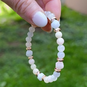 Morganit  Berill  Akvamarin karkötő hematit korongokkal - ékszer - karkötő - ásványkarkötő - Meska.hu