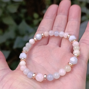 Morganit  Berill  Akvamarin karkötő hematit korongokkal - ékszer - karkötő - ásványkarkötő - Meska.hu