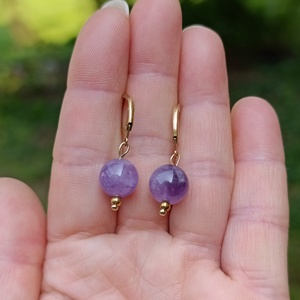 Ametiszt ásványkarkötő illatos Palo Santoval és fülbevalóval - ékszer - ékszerszett - Meska.hu