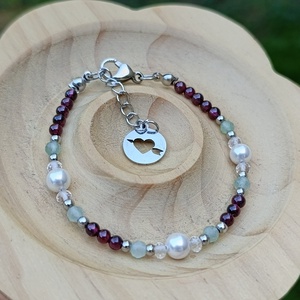 Gránát  aventurin  kagylógyöngy kapcsos ásványkarkötő - Meska.hu