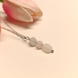 Szivárvány holdkő, akvamarin és rózsakvarc nyaklánc - Meska.hu