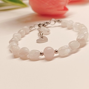 Szivárvány holdkő és madagaszkári rózsakvarc kapcsos női ásványkarkötő, Ékszer, Karkötő, Ásványkarkötő, Ékszerkészítés, MESKA