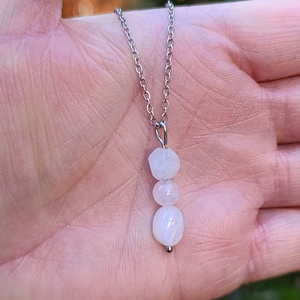 Szivárvány holdkő, akvamarin és rózsakvarc nyaklánc, Ékszer, Nyaklánc, Medálos nyaklánc, Ékszerkészítés, MESKA