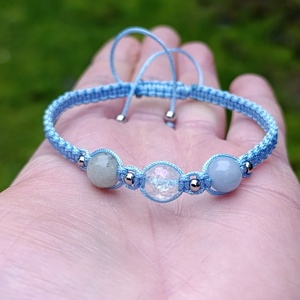 Belső nyugalom, intuíció és angyali védelem � csomózott ásványkarkötő, Ékszer, Karkötő, Ásványkarkötő, Csomózás, Ékszerkészítés, MESKA