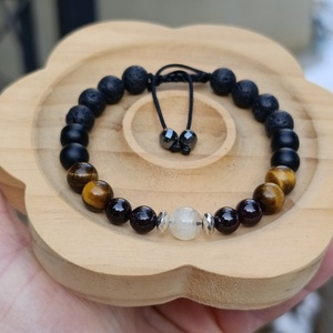 Férfi ásvány karkötő citrinnel, gránáttal, tigrisszemmel, ónixszal és lávakővel - Meska.hu