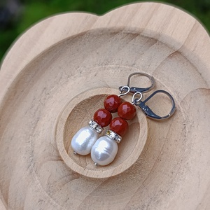 Édesvízi gyöngy és vörös jáspis ékszerszett - esküvő - ékszer - ékszerszett - Meska.hu