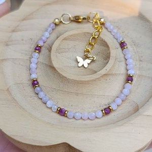 Kunzit rubinnal az önazonosságért, a szívtér nyitásáért és belső erőért  - ékszer - karkötő - ásványkarkötő - Meska.hu