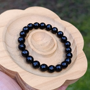 Védelmező fazettált fekete obszidián ásványkarkötő, Ékszer, Karkötő, Ásványkarkötő, Ékszerkészítés, MESKA