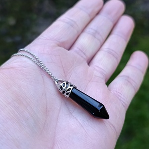 Védelmező fekete obszidián csúcsmedál nyaklánc - ékszer - nyaklánc - medálos nyaklánc - Meska.hu