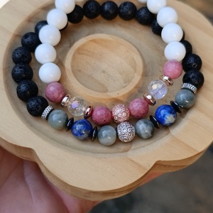 Valentin napi páros karkötő - ékszer - karkötő - ásványkarkötő - Meska.hu