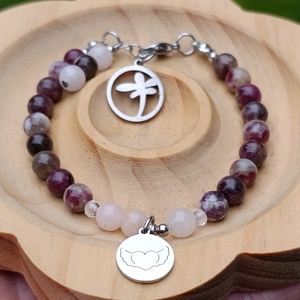 Turmalin rubellit, morganit és hegyikristály karkötő az érzelmi egyensúlyért - Meska.hu