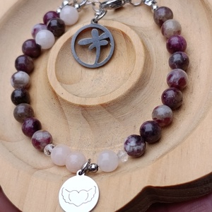 Turmalin rubellit, morganit és hegyikristály karkötő az érzelmi egyensúlyért - ékszer - karkötő - ásványkarkötő - Meska.hu