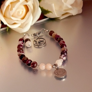 Turmalin rubellit, morganit és hegyikristály karkötő az érzelmi egyensúlyért - ékszer - karkötő - ásványkarkötő - Meska.hu