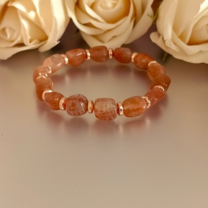 Napkő karkötő rózsaarany hematittal , Ékszer, Karkötő, Ásványkarkötő, Ékszerkészítés, MESKA