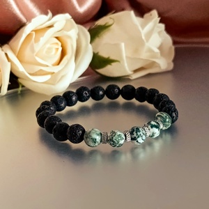 Aroma ékszer faacháttal és lávakővel, Ékszer, Karkötő, Ásványkarkötő, Ékszerkészítés, MESKA