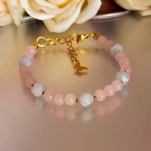 Akvamarin és rózsakvarc - harmónia - nyitottság - kapcsolódás, Ékszer, Karkötő, Ásványkarkötő, Ékszerkészítés, MESKA