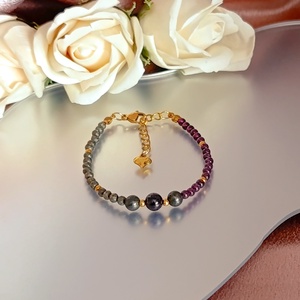 Gránát és pirit kapcsos ásványkarkötő a bőségért - ékszer - karkötő - ásványkarkötő - Meska.hu